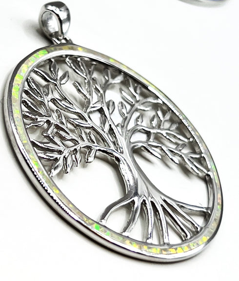 Sterling Silver with Opal Tree of Life Pendant
